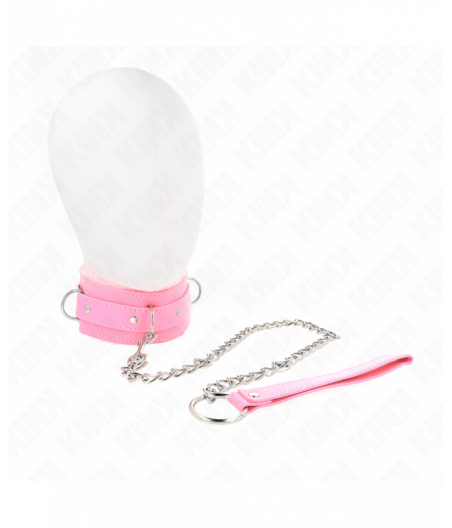 KINK - COLLAR WITH LEASH 65 CM WITH RESTRICTIONS PINK 36-42 CM X 5.5 CM