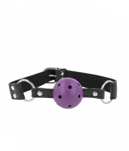 KINK - BREATHABLE BALL 4 CM GAG WITH DOUBLE RIVET PURPLE 62.5 x 2.5 CM ADJUSTABLE 42-58 CM