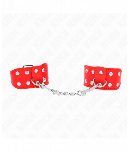 KINK - WRISTBANDS WITH DOUBLE LINE OF ADJUSTABLE STUDS RED