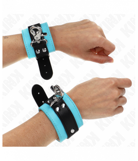 KINK - PREMIUM LOCKABLE WRIST RESTRAINTS BLACK / BLUE ADJUSTABLE 21-28 CM X 5.5 CM