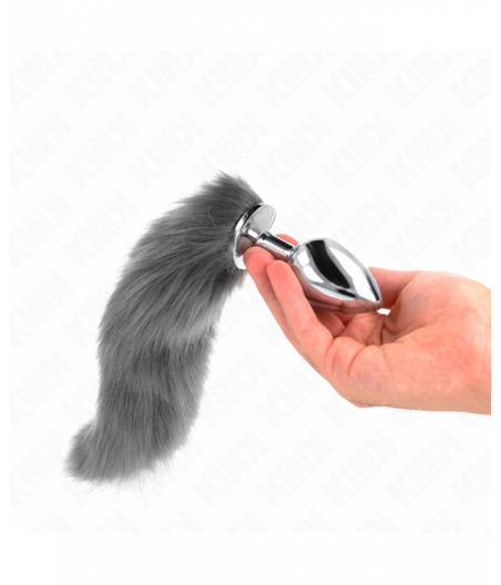 KINK - ANAL PLUG SIZE L 10 X 4 CM WITH SYNTHETIC TAIL 40 CM GREY AND WHITE