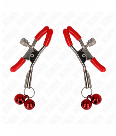 KINK - RED DOUBLE BELL NIPPLE CLAMP RED 6 CM