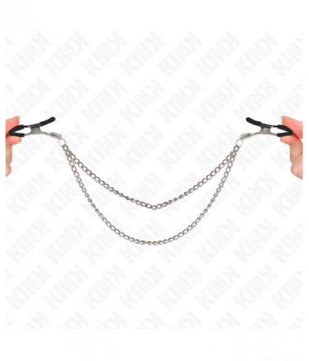 KINK - NIPPLE CLAMPS WITH 2 THICK CHAINS SILVER 20/23 CM