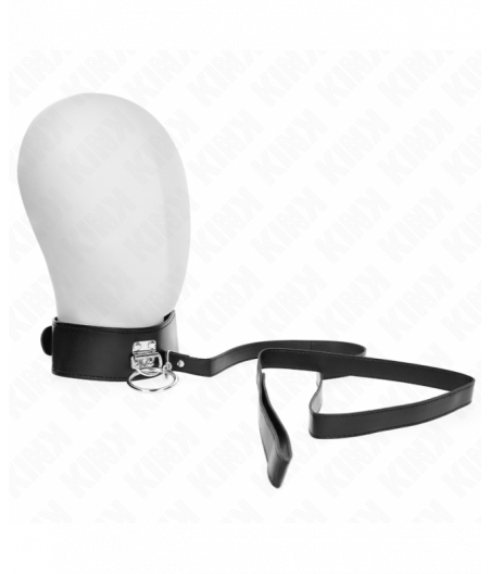 KINK - STUDDED LEASH 116 CM COLLAR WITH LEATHERETTE STRAP 50 X 5 CM