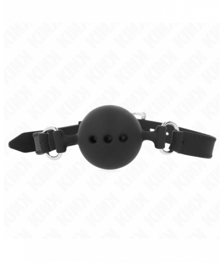 KINK - FULL SILICONE GAG 55 x 2 CM WITH 4.5 CM BALL SIZE M BLACK ADJUSTABLE 35-51 CM