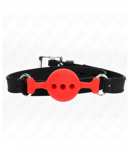 KINK - FULL SILICONE GAG 55 x 2 CM WITH 4 CM BALL SIZE S RED ADJUSTABLE 35-51 CM