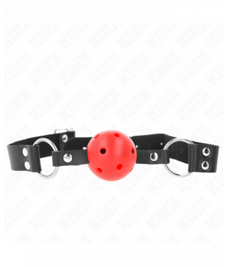 KINK - BREATHABLE BALL 4 CM GAG WITH DOUBLE RIVET RED 62.5 x 2.5 CM ADJUSTABLE 42-58 CM