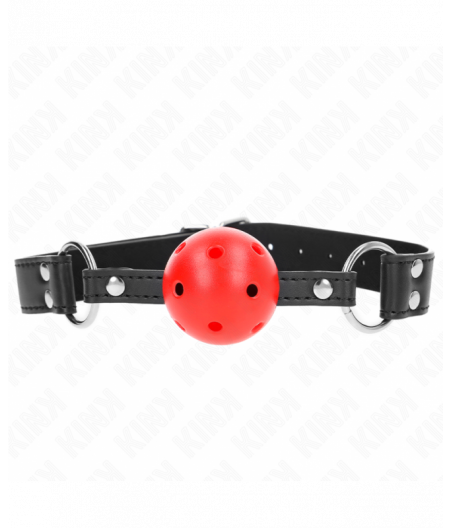 KINK - BREATHABLE BALL 4 CM GAG WITH DOUBLE RIVET LEATHER 62.5 x 2.5 CM ADJUSTABLE 42-58 CM