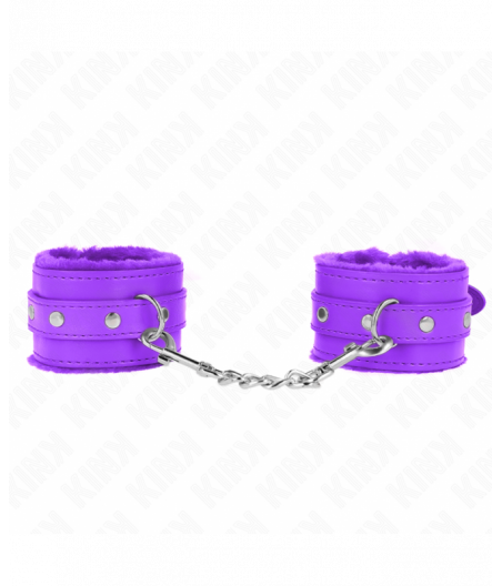 KINK - PREMIUM FUR LINED WRIST RESTRAINTS PURPLE WITH PURPLE BELT ADJUSTABLE 17-29 CM X 6 CM