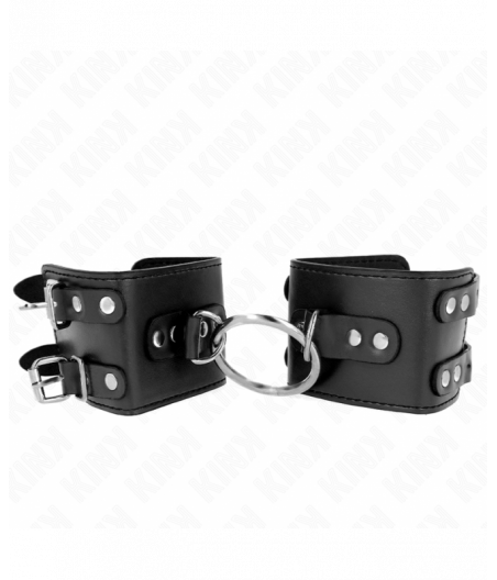 KINK - FIXED WRIST RESTRAINTS WITH RING AND STUDS ADJUSTABLE BLACK 17-22 CM X 6.5 CM