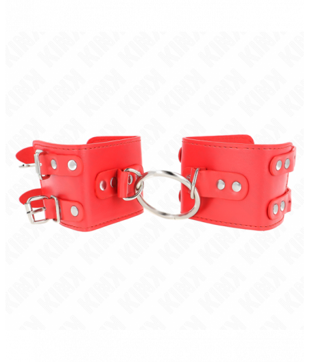 KINK - FIXED WRIST RESTRAINTS WITH RING AND STUDS ADJUSTABLE RED 17-22 CM X 6.5 CM