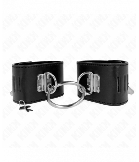 KINK - FIXED WRIST RESTRAINTS WITH RING AND PADLOCK CLOSURE BLACK ADJUSTABLE 16-23 CM X 5.5 CM