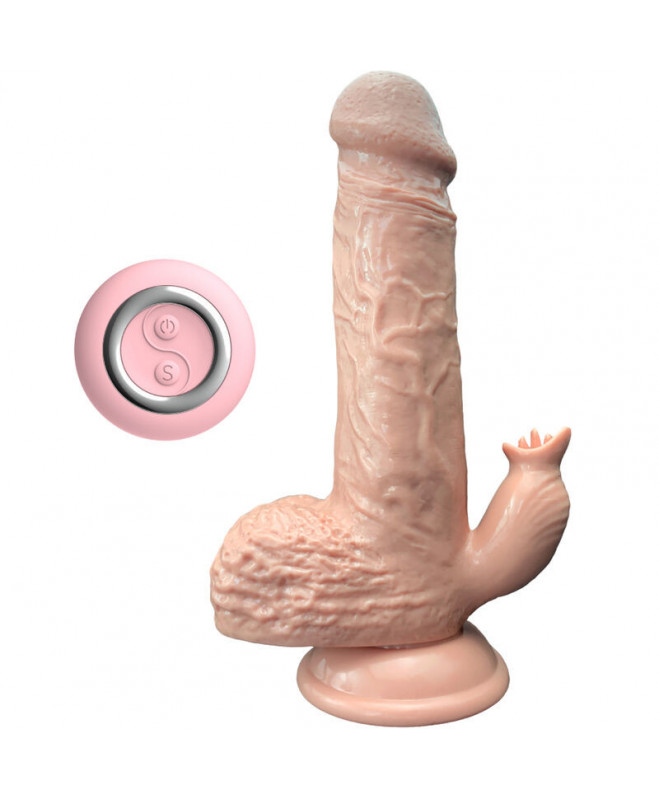 ARMONY – REALISTUS VIBRATORIUS IR VEIKIMO DILDO SU LIEŽUŽIO STIMULIATORIU 19 CM