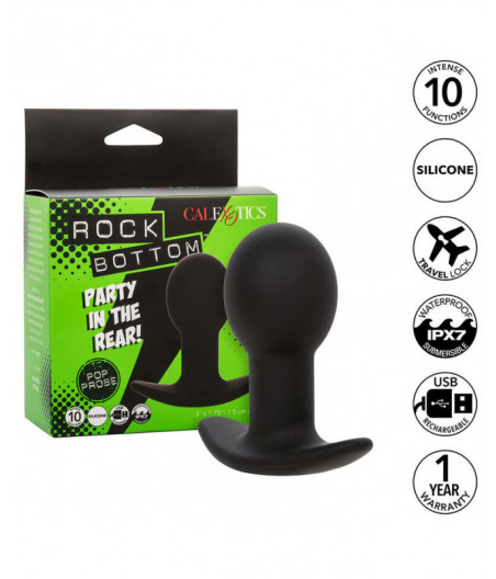 CALEXOTICS - ROCK BOTTOM ANAL PLUG 10 VIBRATIONS SILICONE BLACK