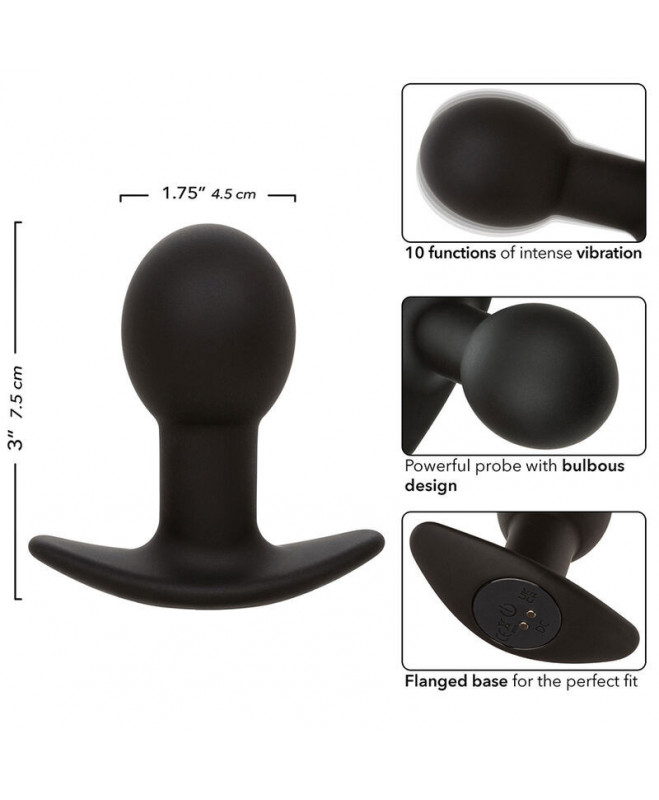 CALEXOTICS – AKMENŲ DUGNIO ANALINIS KAIŠTUKAS 10 VIBRATIONS SILICONE BLACK 8