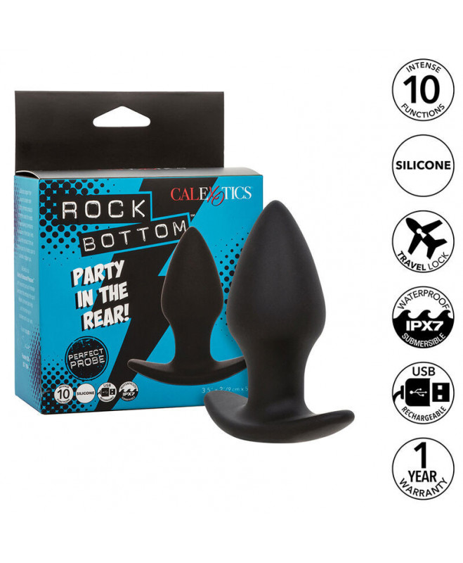 CALEXOTICS – ROCK BOTTOM PERFECT ANAL PPLG 10 VIBRATIONS SILICONE BLACK