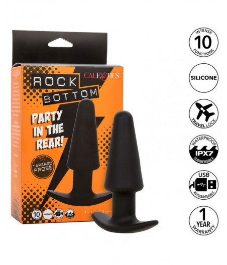 CALEXOTICS - ROCK BOTTOM TAPERED ANAL PLUG 10 VIBRACIONES SILICONE BLACK