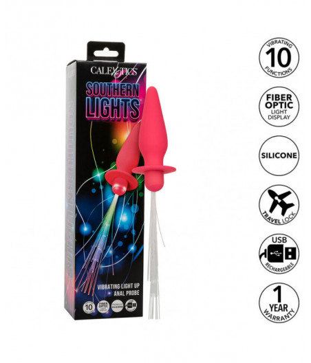 CALEXOTICS - SOUTHERN LIGHTS LIGHT UP ANAL PLUG 10 VIBRATIONS SILICONE PINK