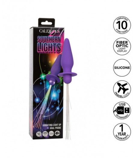 CALEXOTICS - SOUTHERN LIGHTS LIGHT UP ANAL PLUG 10 VIBRATIONS SILICONE PURPLE