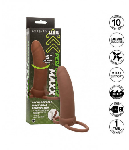 CALEXOTICS - MAXX THICK DUAL PENETRATOR 10 VIBRATIONS BROWN