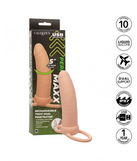 CALEXOTICS - MAXX THICK DUAL PENETRATOR 10 VIBRATIONS FLESH