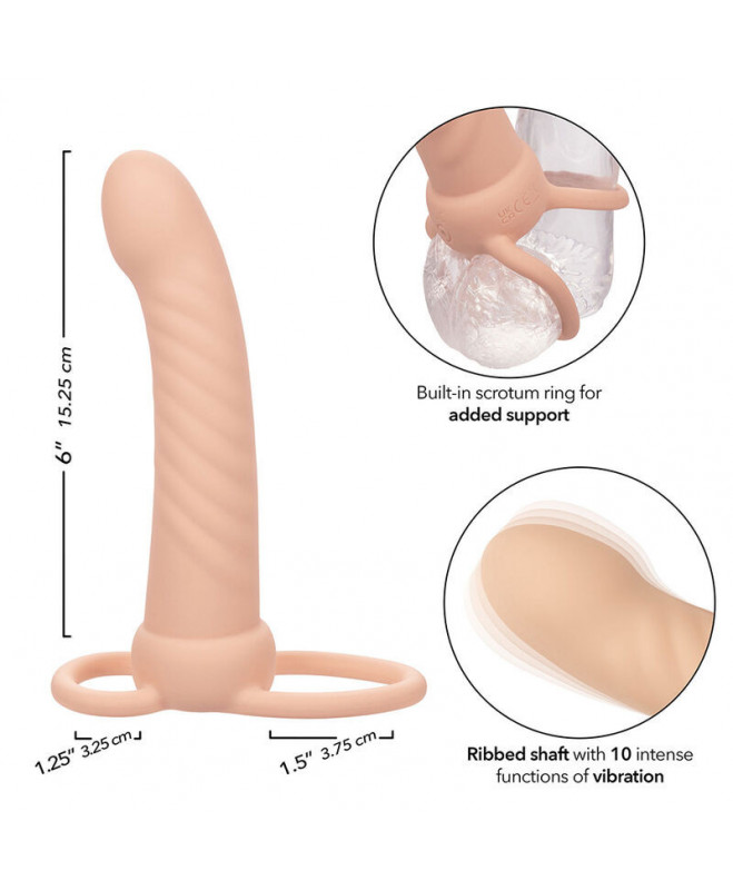 CALEXOTICS – MAXX briaunotas DUAL PENETRATOR 10 VIBRATIONS FLESH 9