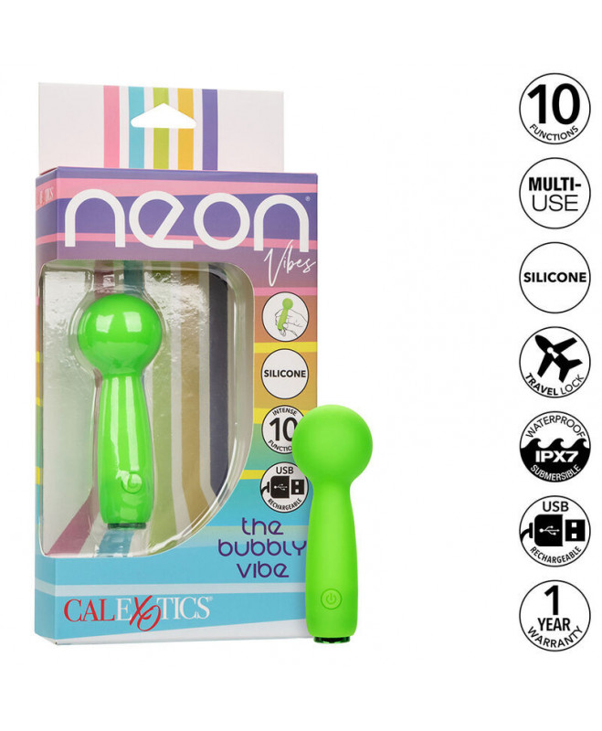 CALEXOTICS - NEON VIBES THE BUBBLY VIBE MINI MASAGER 10 VIBRATIONS GREEN