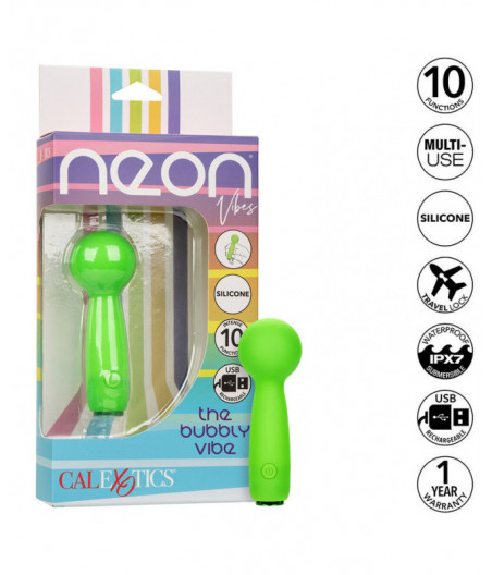 CALEXOTICS - NEON VIBES THE BUBBLY VIBE MINI MASSAGER 10 VIBRATIONS GREEN