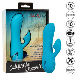 CALEXOTICS – SUNSET BEACH SEDUCER VIBRATOR IR STIMULIATORIUS 10 FUNKCIJŲ MĖLYNAS