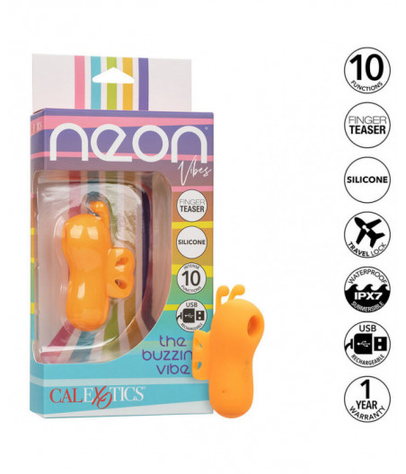 CALEXOTICS - NEON VIBES THE BUZZING VIBE FINGER STIMULATOR 10 VIBRATIONS ORANGE