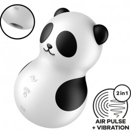 SATISFYER – POCKET PANDA STIMULIATORIUS IR VIBRATORIAUS JUODAI BALTAS