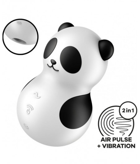 SATISFYER - POCKET PANDA STIMULATOR & VIBRATOR BLACK AND WHITE