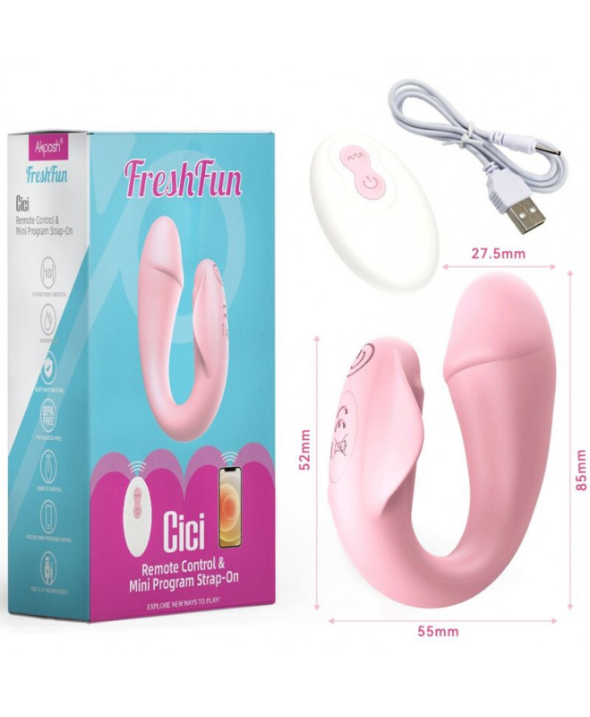 ARMONY – FRESHFUN CICI STAP-ON VIBRATORIUS NUOTOLINIO VALDYMO PULTAS IR APP 10 VIBRATIONS PINK 5