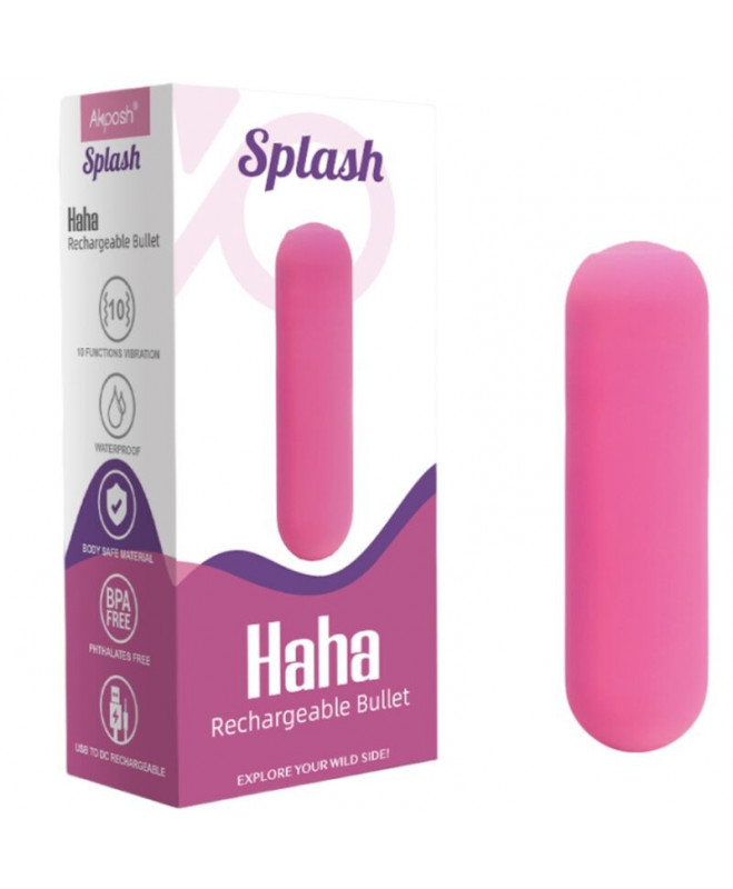 ARMONY – SPLASH HAHA VIBRATOR BULLET SILICONE 10 VIBRATIONS 75 X 19 CM ROZINĖ 6