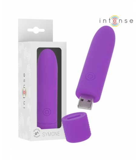 INTENSE - SYMONE USB RECHARGEABLE VIBRATING BULLET 8 VIBRATIONS PURPLE 10 X 2.2 CM