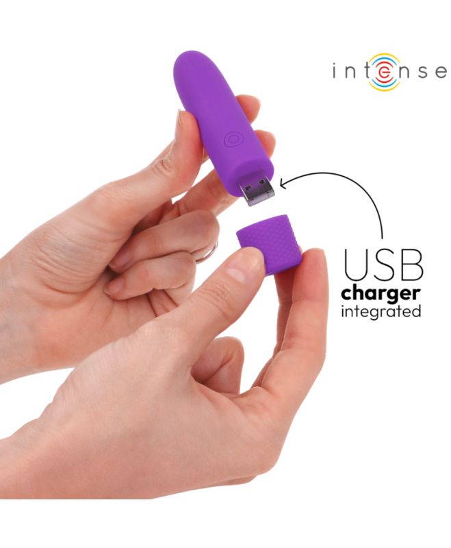 INTENSE – SYMONE USB ĮKRAUJAMAS VIBRATINGAS BULLET 8 VIBRATIONS PURPLE 10 X 2,2 CM 6