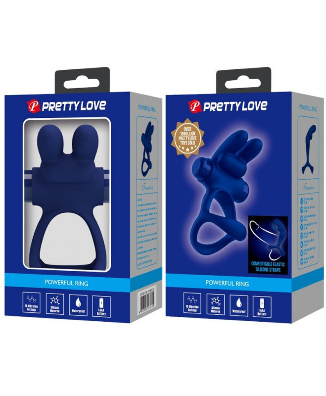 PRETTY LOVE – FRANCISCO DOUBLE VIBRATING RING RABIT BLUE 10