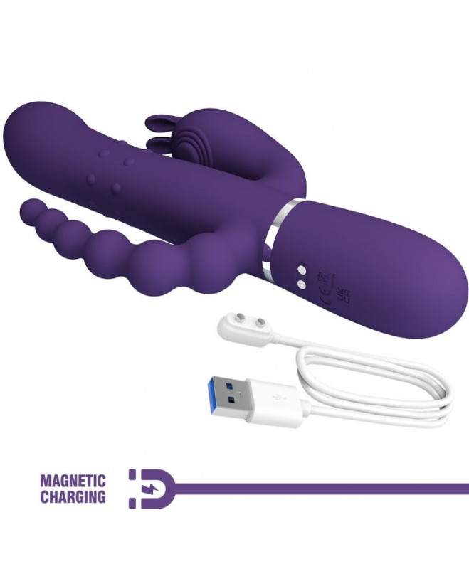 PRETTY LOVE – DAUGIAFUNKCINIS CAMMY TRIJŲ VIBRATORIAUS 4 viename PURPURINE 8