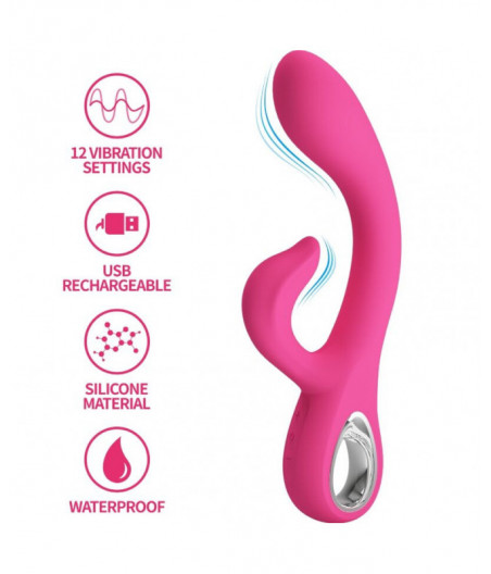 PRETTY LOVE - FRITZ RABBIT VIBRATOR 12 VIBRATIONS PINK