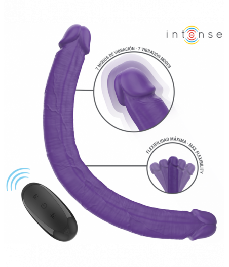 INTENSE - GUNTER DILDO DOUBLE VIBRATOR 40 CM PURPLE REMOTE CONTROL