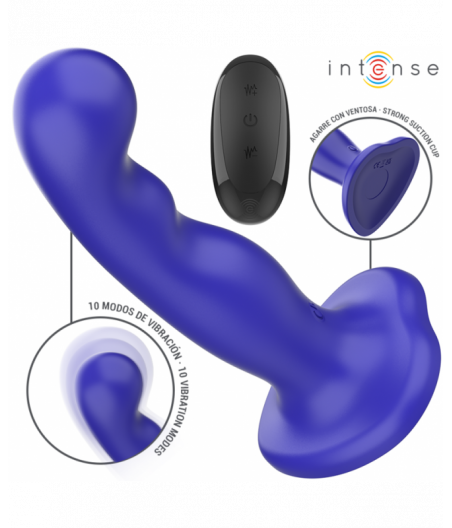 INTENSE - SHORTY VIBRATOR WITH SUCTION CUP BLUE REMOTE CONTROL