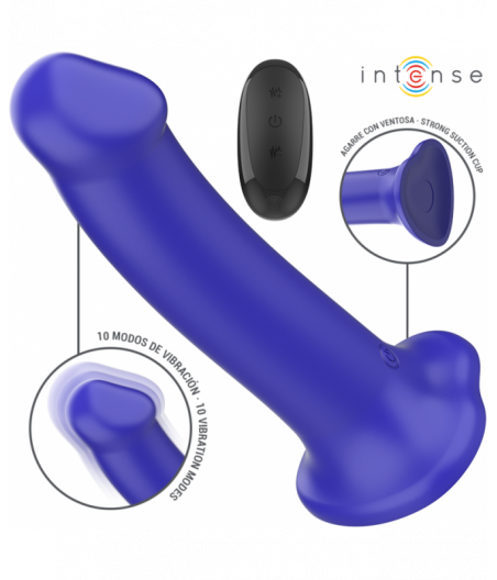 INTENSE - VICTORIA VIBRATOR WITH SUCTION CUP 10 VIBRATIONS DARK BLUE REMOTE CONTROL