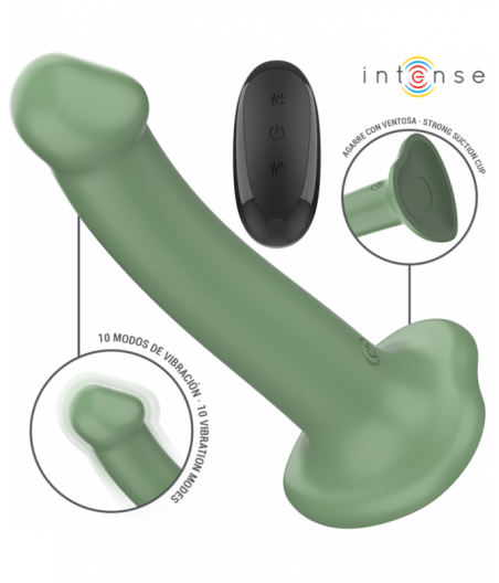 INTENSE - BECCA VIBRATOR WITH SUCTION CUP 10 VIBRATIONS GREEN REMOTE CONTROL