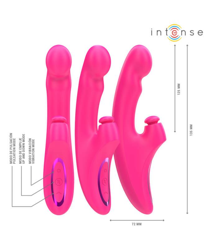 INTENSE - EMI VIBRATOR 13,5 CM DAUGIAFUNKCIJA 3 I 1 10 VIBRATIONS ROŽINĖ 2