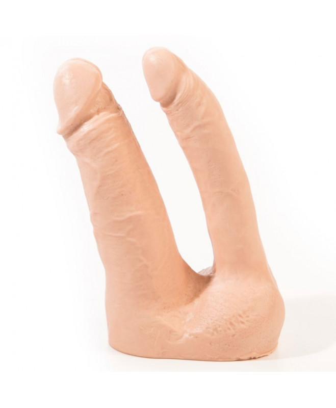 ROŽINĖ KAMBARIO ARTHUS REALISTIC DVIGUBA DILDO MŪSNA 17cm/15,5cm