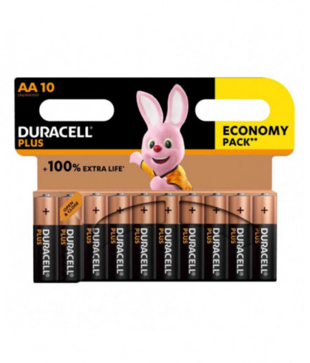 DURACELL PLUS POWER 100 ALKALINE BATTERY AA LR6 10 UNIT