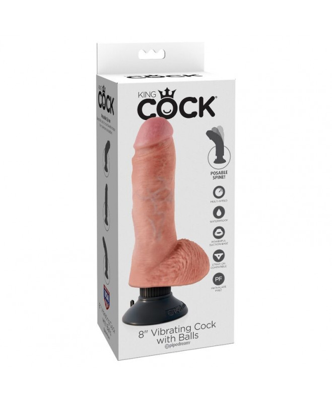 KING COCK 20,3 CM VIBRACINĖ GAIDAS SU RUTULIŲ MINESTU 7