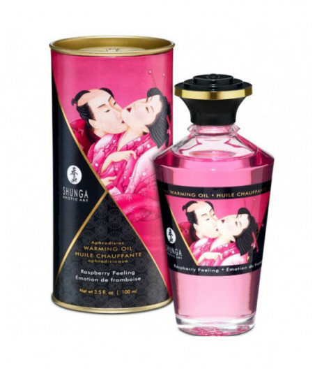 SHUNGA HEAT EFFECT MASSAGE OIL INTENSE RASPBERRY FLAVOR 100 ML