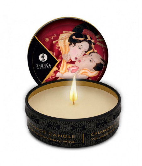 SHUNGA MINI CARESS BY CANDELIGHT STRAWBERRIES AND CAVA MASSAGE CANDLE 30 ML