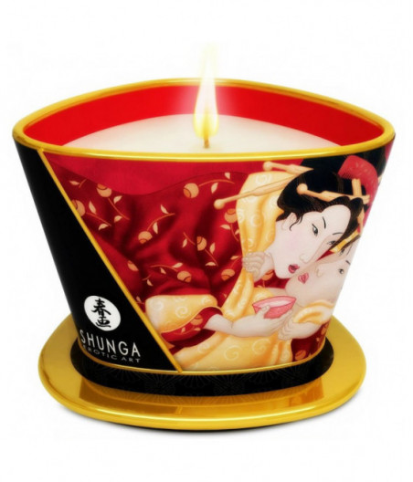 SHUNGA MINI CARESS BY CANDELIGHT STRAWBERRIES AND CAVA MASSAGE CANDLE 170 ML